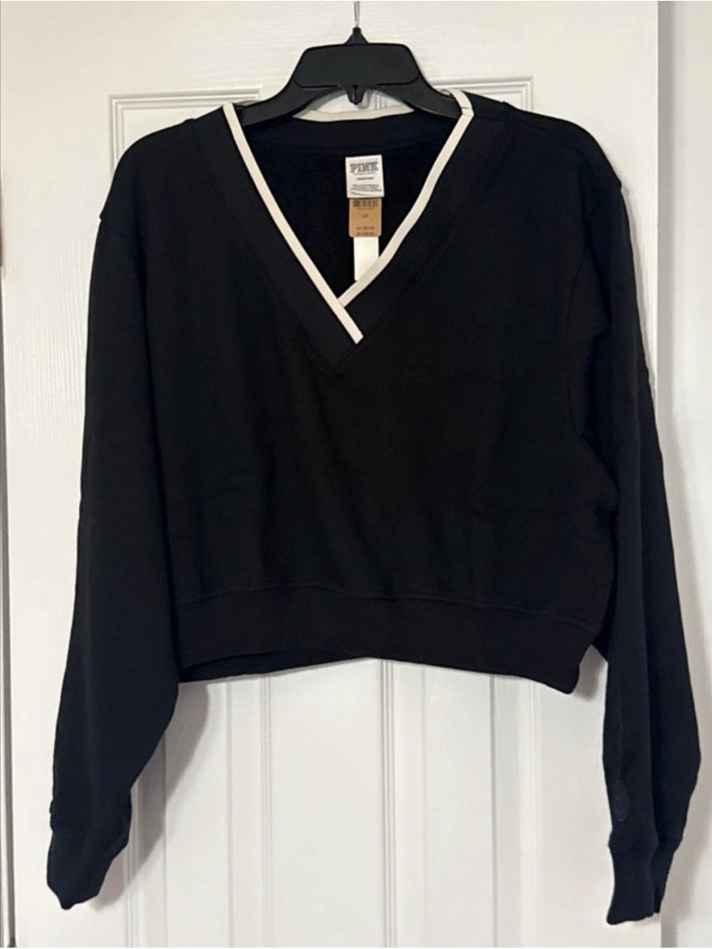 Victoria's Secret PINK Premium Fleece V-Neck Pullover #135356 Size US L.